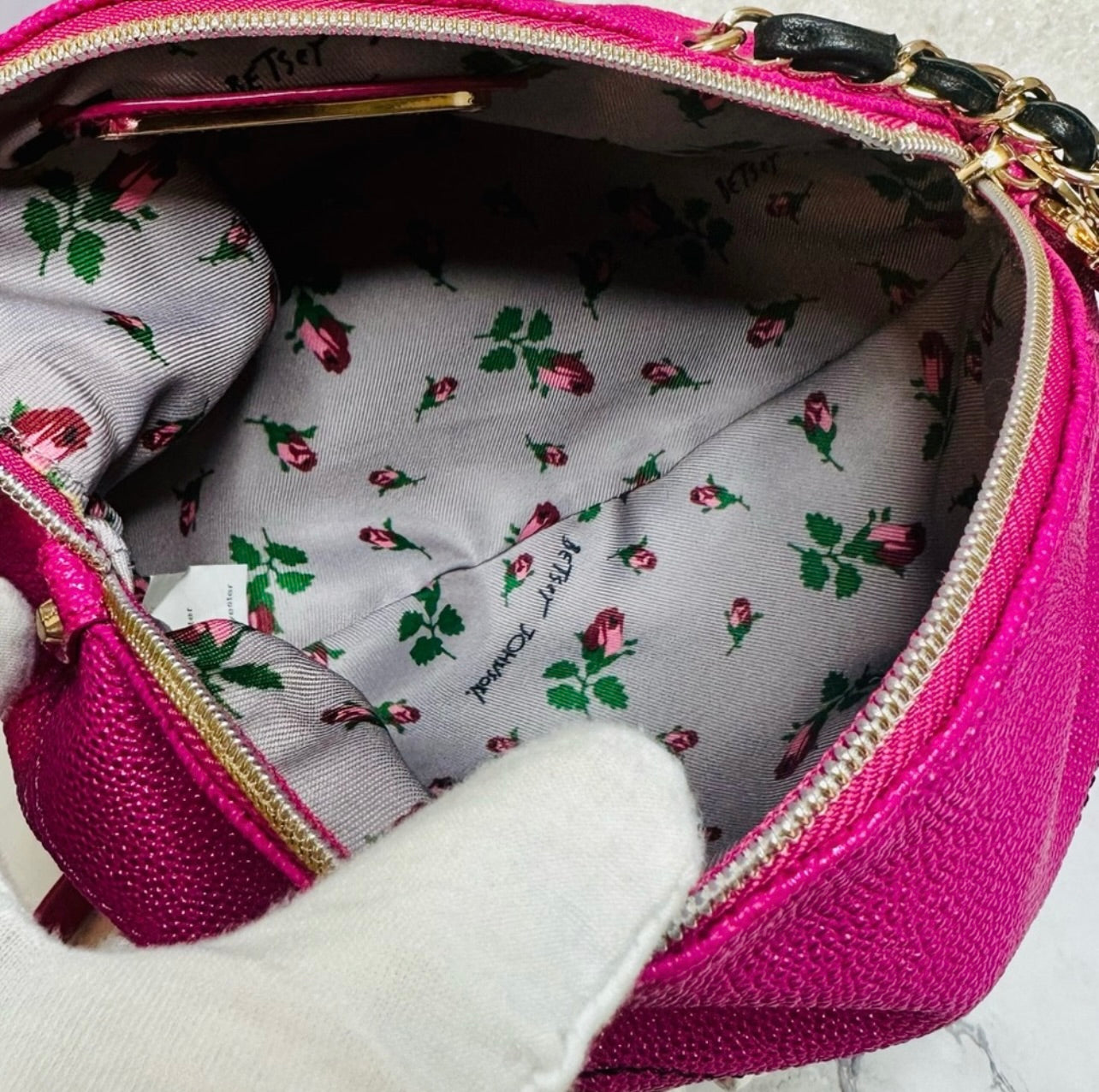 Betsey Johnson Metallic Pink Tackle Me Kitsch Football Crossbody Bag