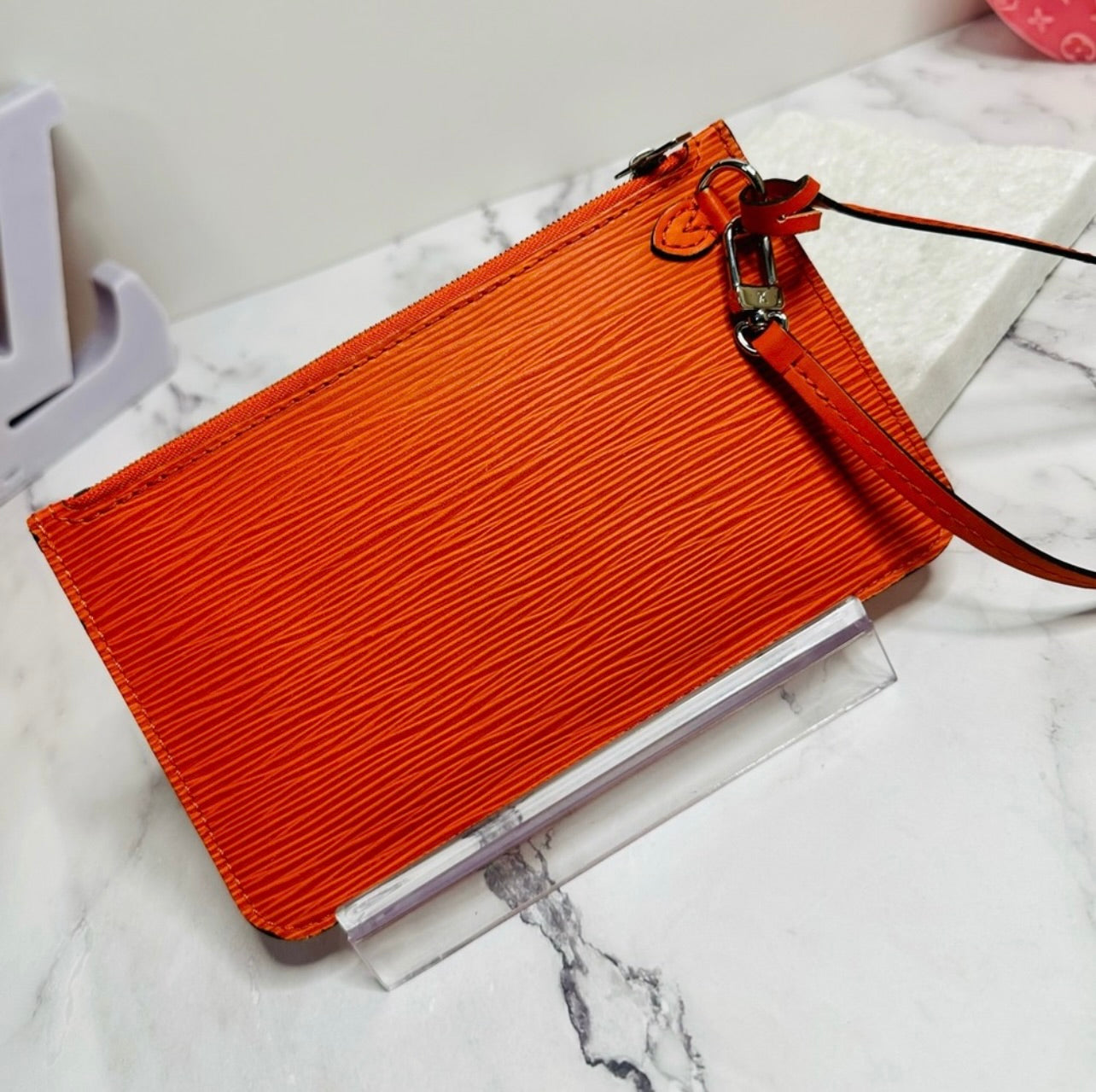 Louis Vuitton Mandarin Orange Epi Leather Neverfull Pochette
