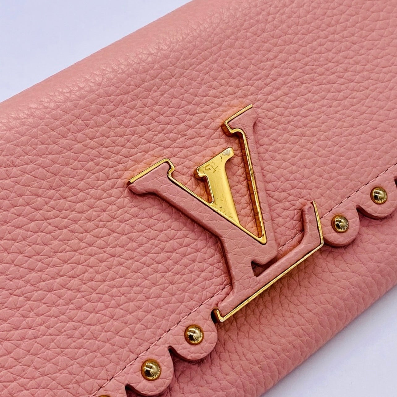 Louis Vuitton Pink Taurillon Leather Capucines Studded Wallet