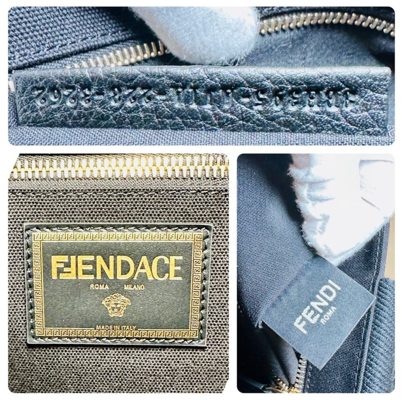 New Fendi x Versace Ltd. Ed. Black Canvas Fendace Logo Large Shopping Tote Bag
