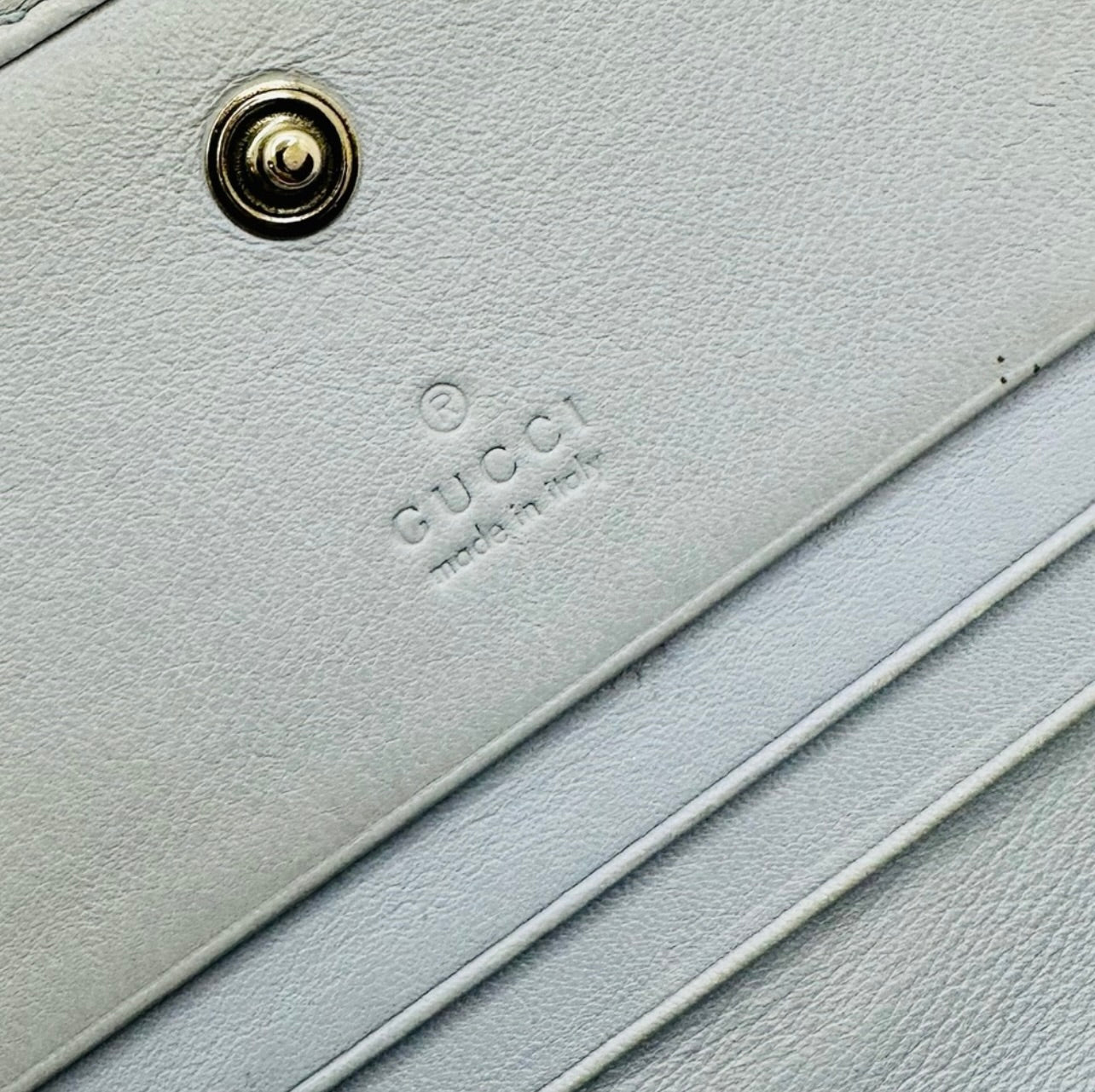 Gucci Baby Blue ‘GG Marmont’ Quilted Python Card Case Wallet