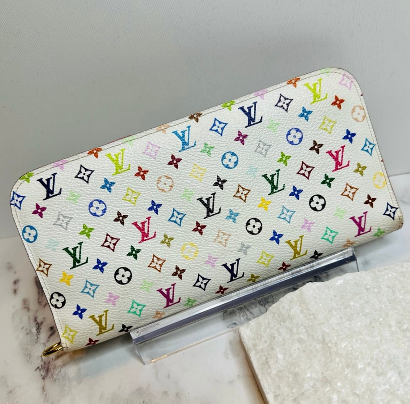 EUC Louis Vuitton x Takashi Murakami White Portefeuille Insolite Monogram Wallet