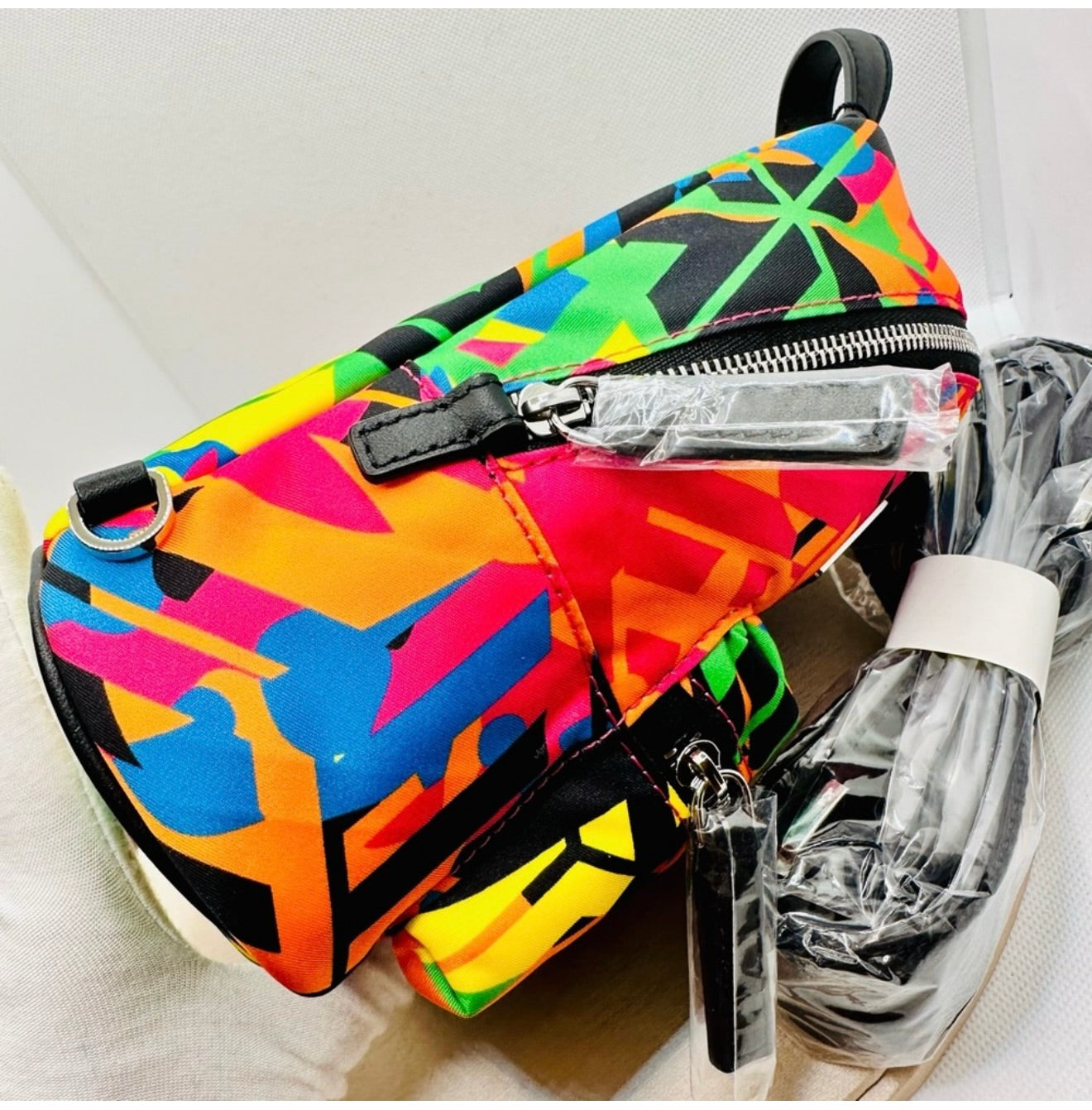 NEW! MCM Stark Cubic Camouflage Print Logo Backpack Shoulder Bag
