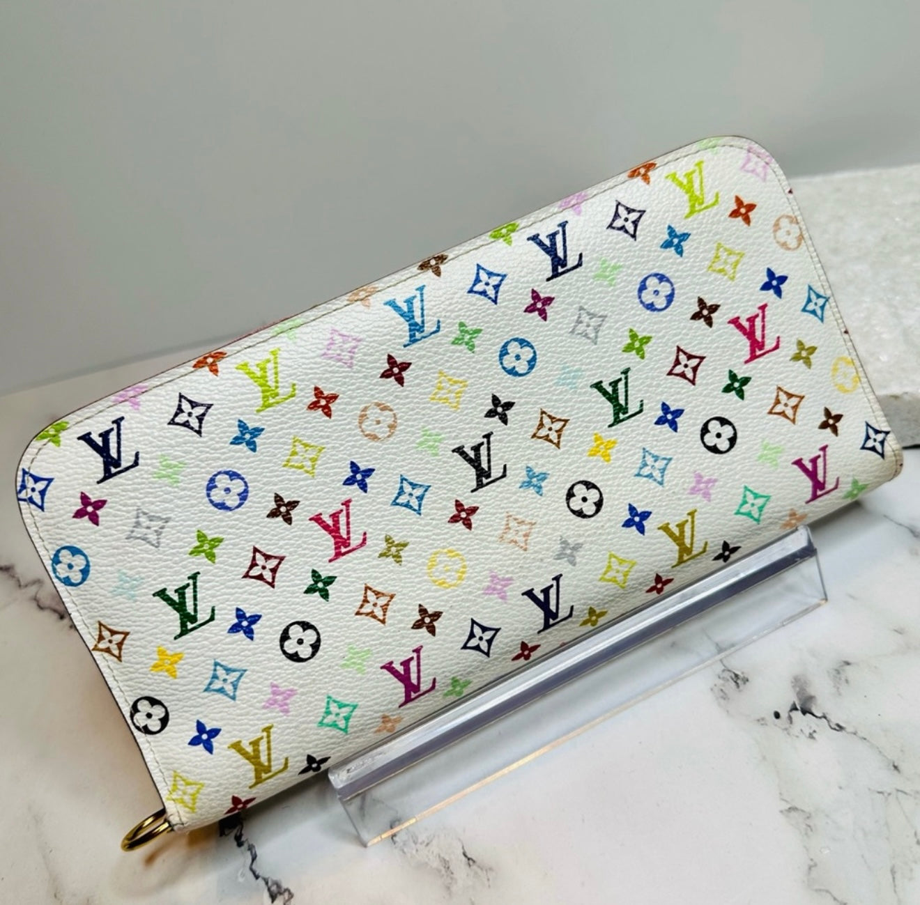 EUC Louis Vuitton x Takashi Murakami White Portefeuille Insolite Monogram Wallet