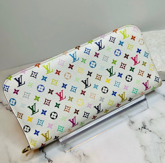 EUC Louis Vuitton x Takashi Murakami White Portefeuille Insolite Monogram Wallet