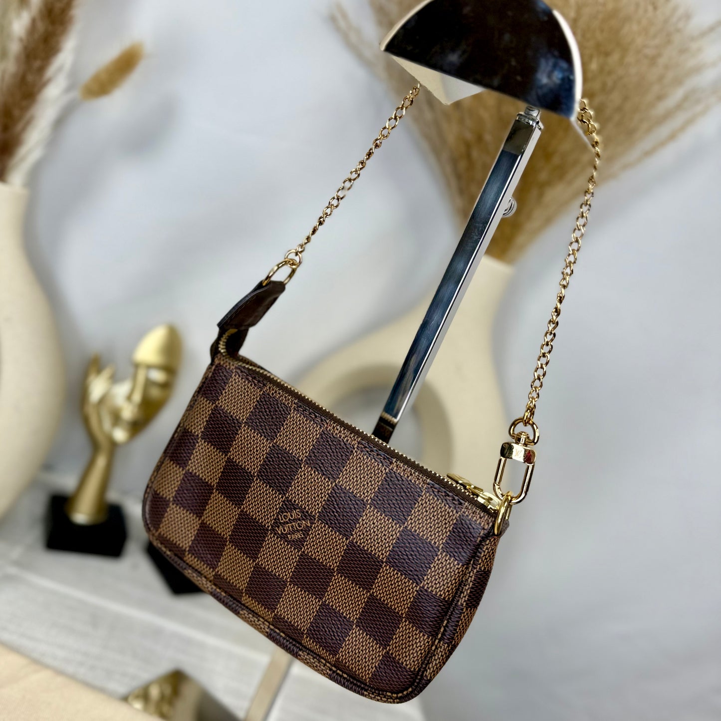 EUC Louis Vuitton Damier Ebene Coated Canvas Mini Pochette