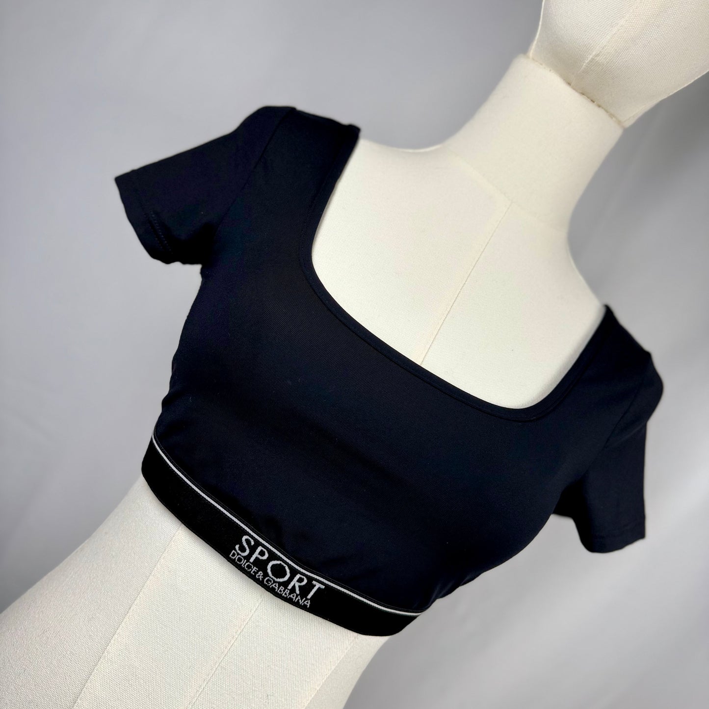 NEW! RARE Vintage Dolce & Gabbana Sport Black Short Sleeved Cropped Top