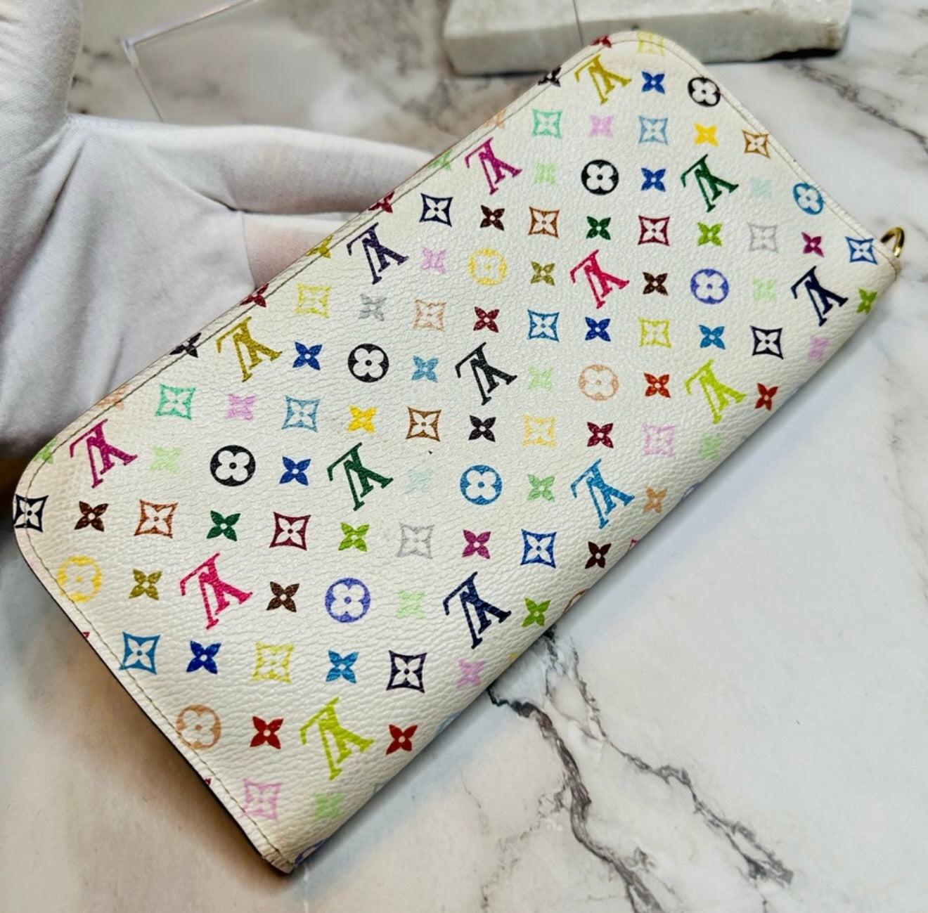EUC Louis Vuitton x Takashi Murakami White Portefeuille Insolite Monogram Wallet