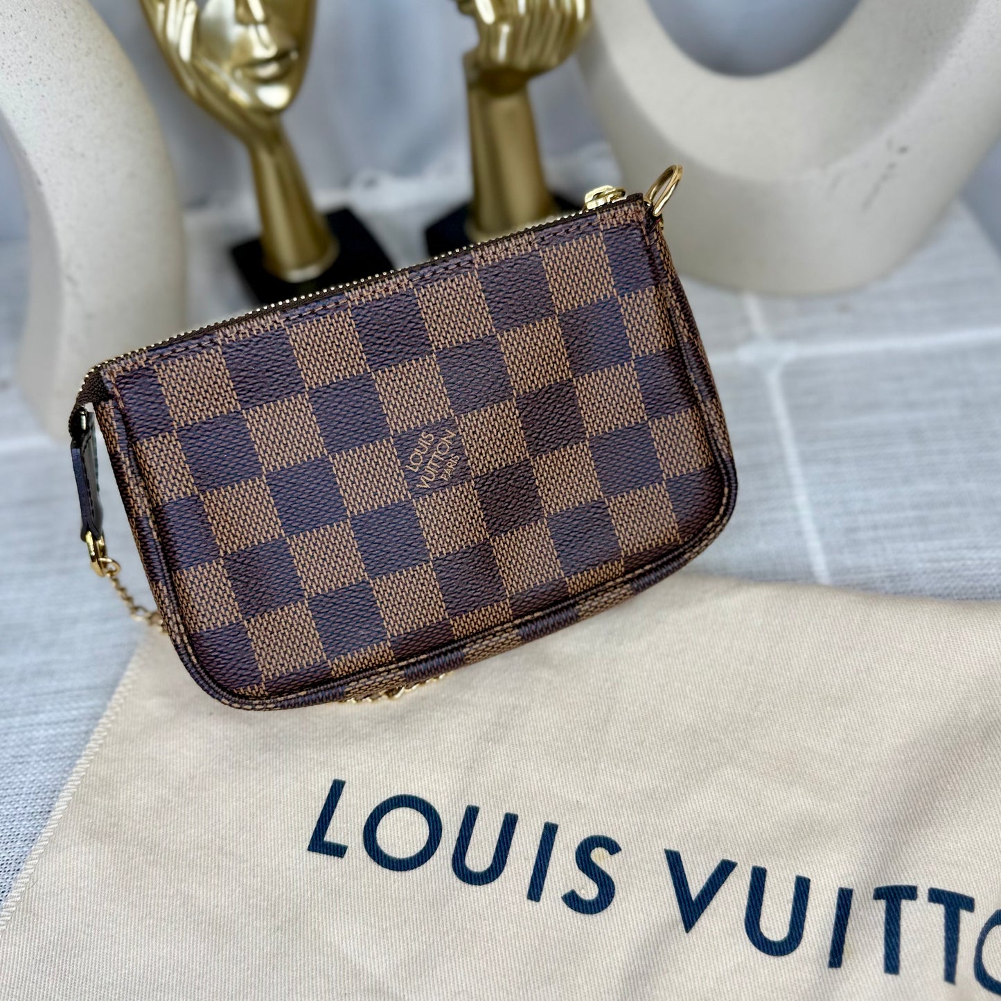 EUC Louis Vuitton Damier Ebene Coated Canvas Mini Pochette