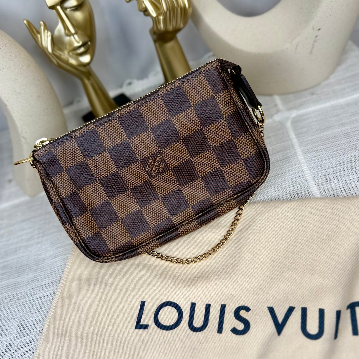 EUC Louis Vuitton Damier Ebene Coated Canvas Mini Pochette