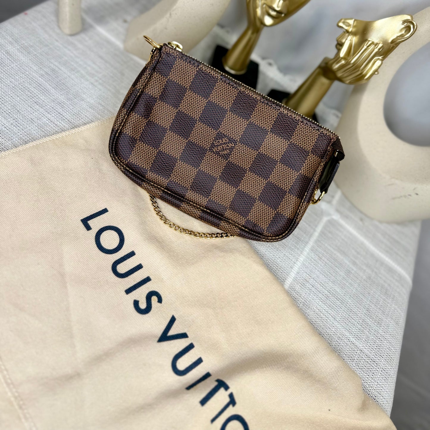 EUC Louis Vuitton Damier Ebene Coated Canvas Mini Pochette