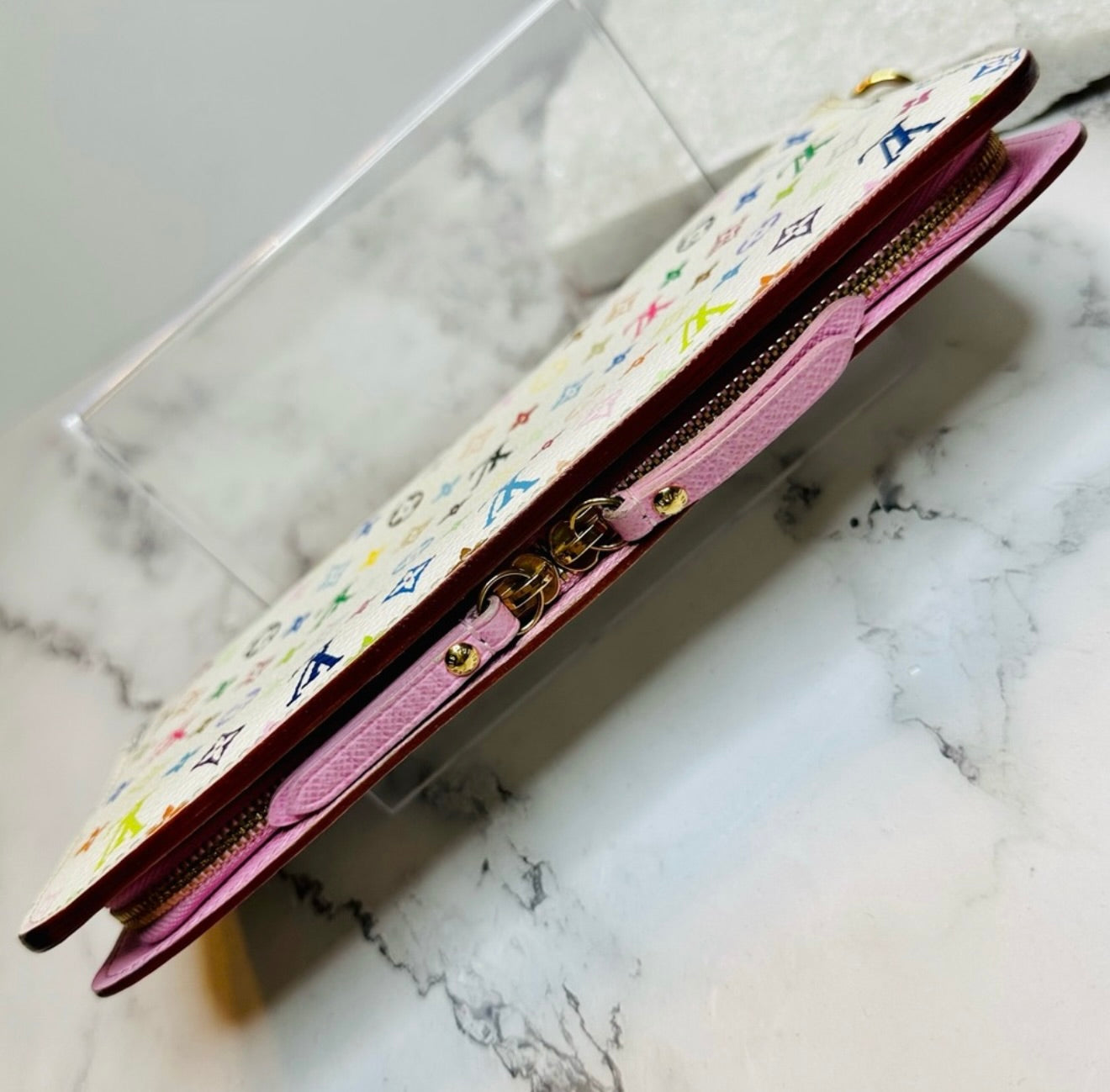 EUC Louis Vuitton x Takashi Murakami White Portefeuille Insolite Monogram Wallet