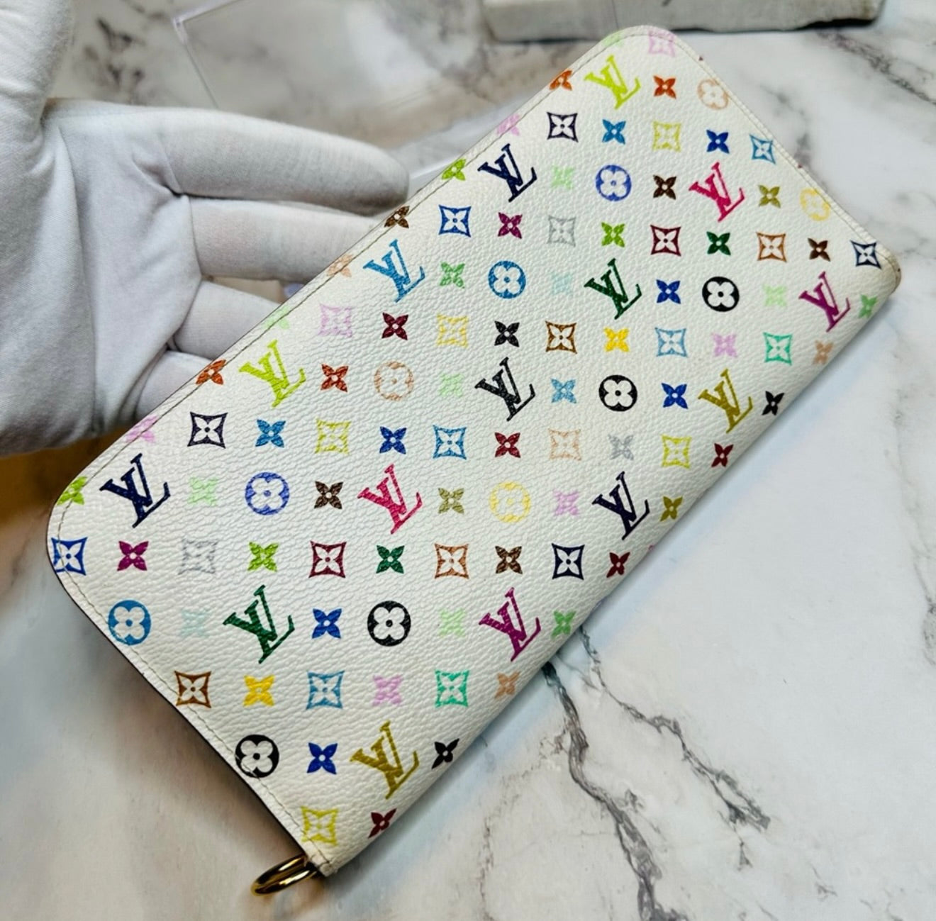 EUC Louis Vuitton x Takashi Murakami White Portefeuille Insolite Monogram Wallet