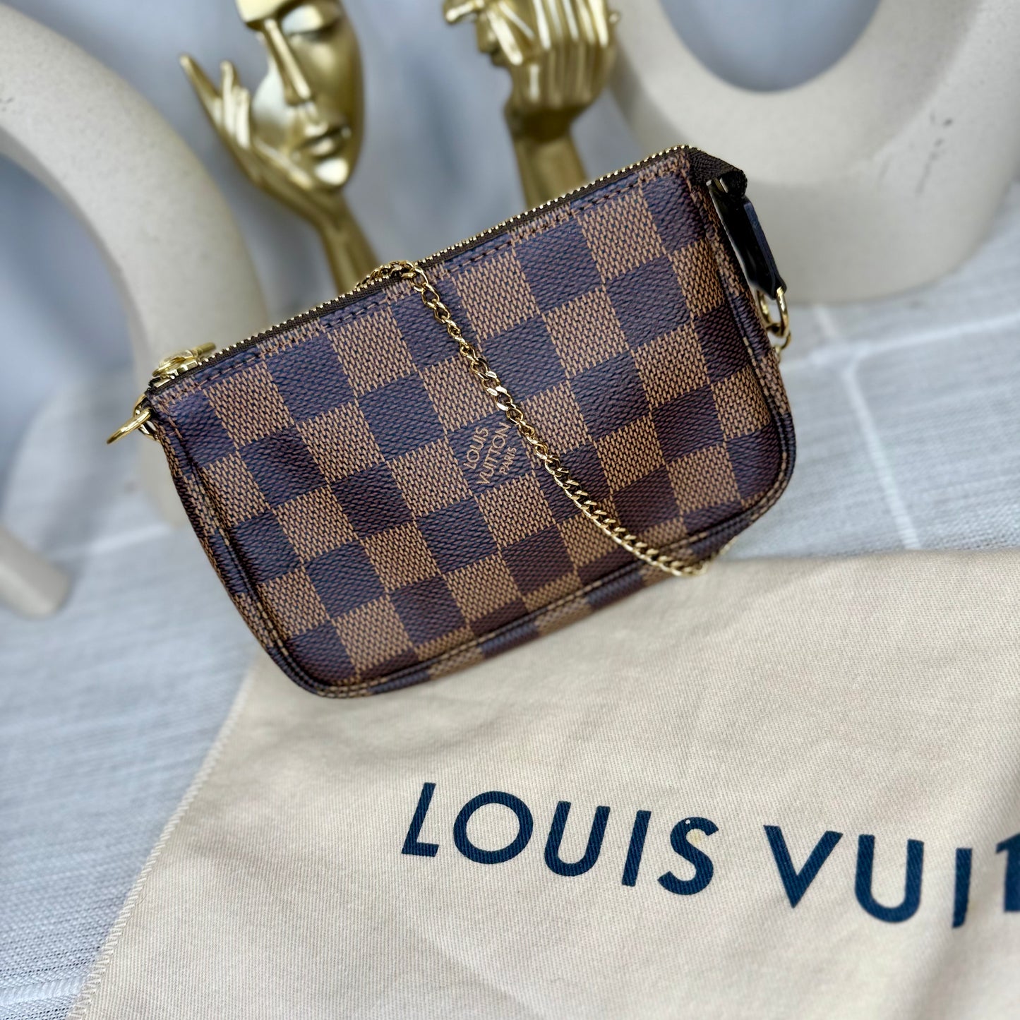 EUC Louis Vuitton Damier Ebene Coated Canvas Mini Pochette