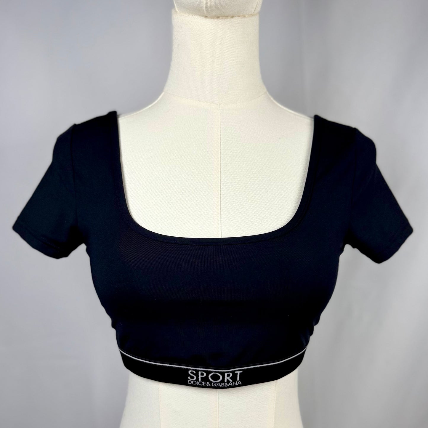 NEW! RARE Vintage Dolce & Gabbana Sport Black Short Sleeved Cropped Top