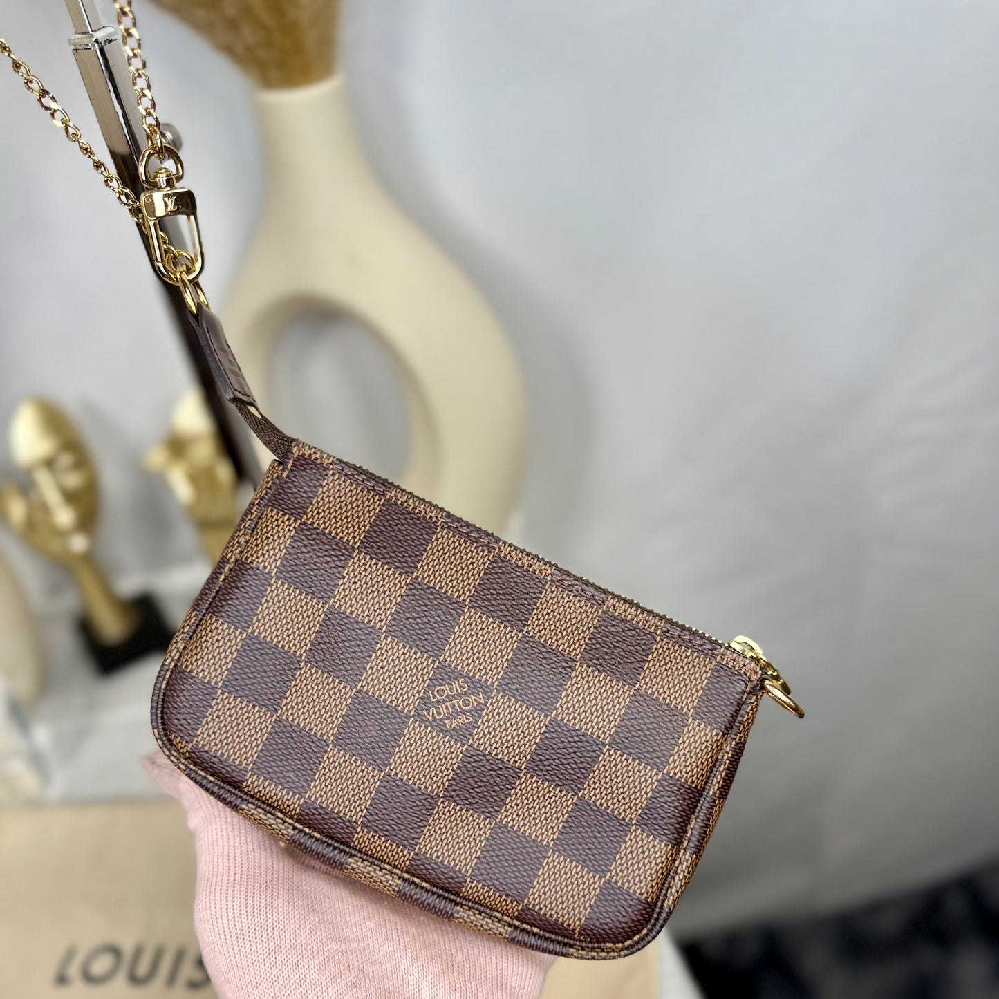 EUC Louis Vuitton Damier Ebene Coated Canvas Mini Pochette