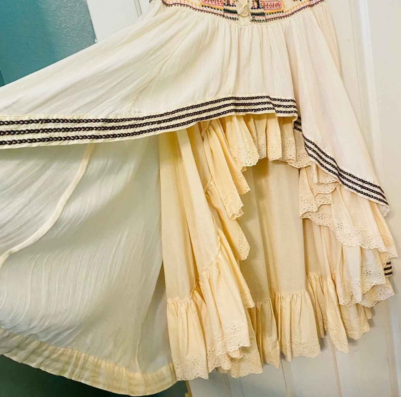 NEW! Free People Rises in the East Cream Hi-Low Maxi Skirt