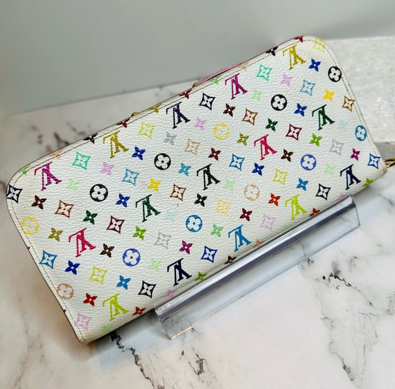 EUC Louis Vuitton x Takashi Murakami White Portefeuille Insolite Monogram Wallet