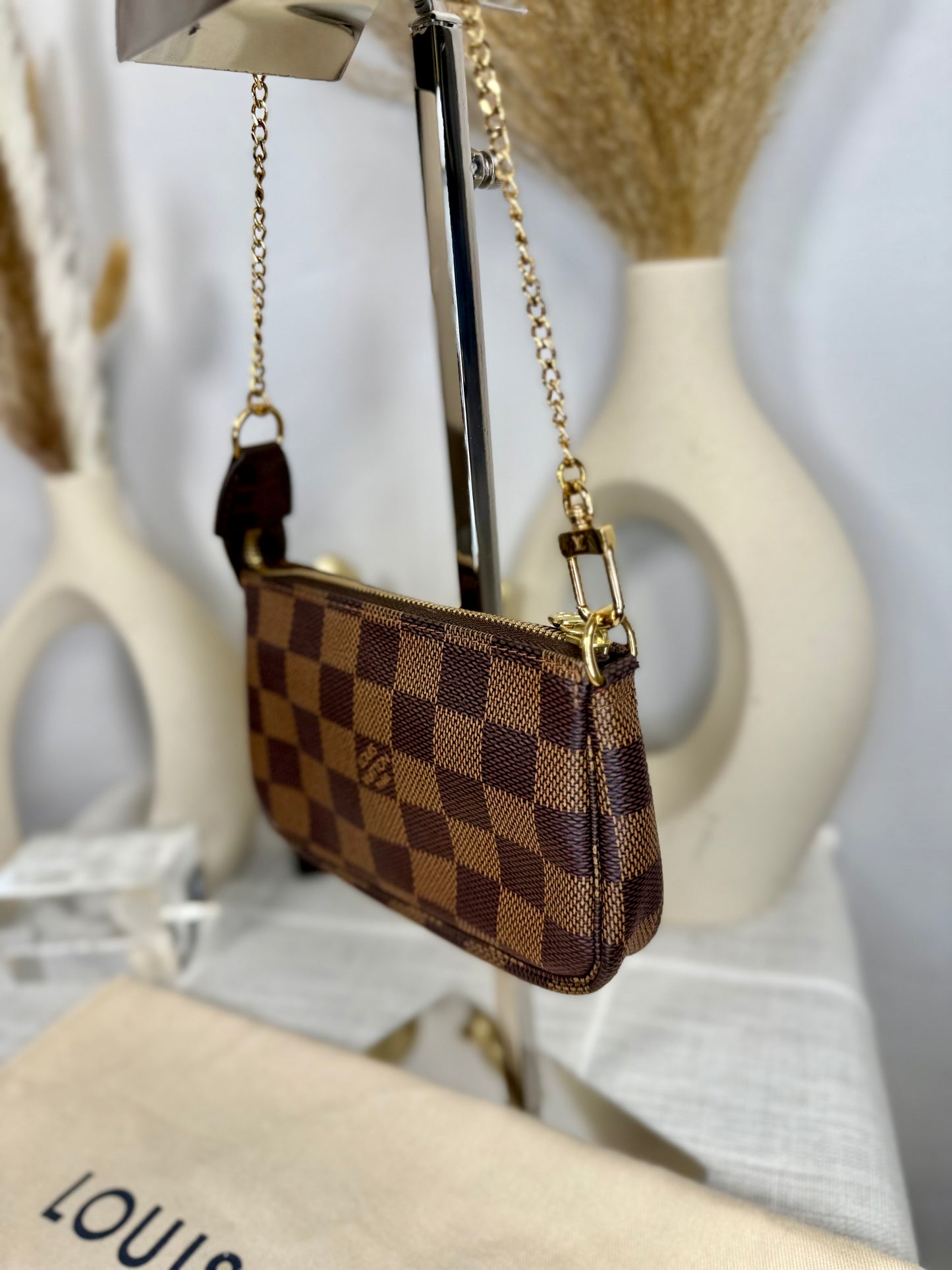 EUC Louis Vuitton Damier Ebene Coated Canvas Mini Pochette