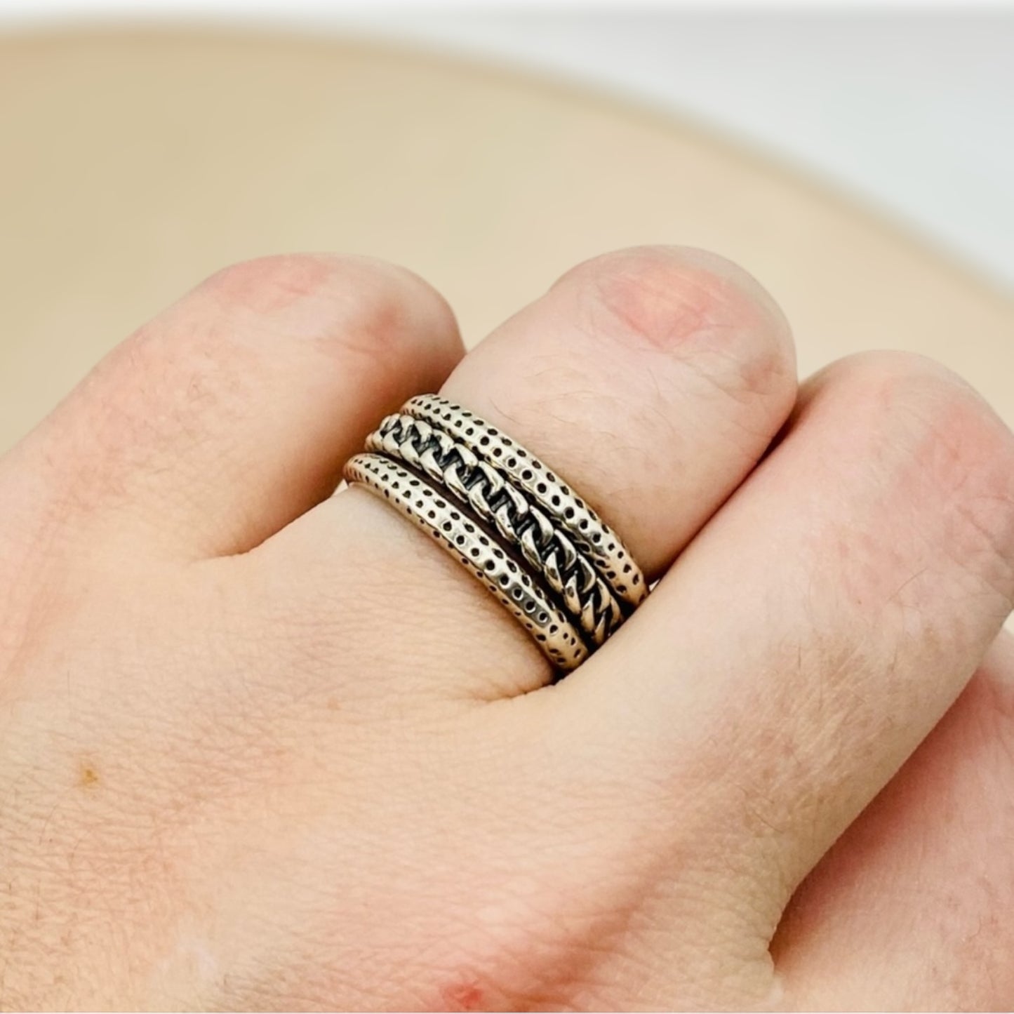 EUC 3 Unisex 925 Sterling Silver Israel Stackable Rings