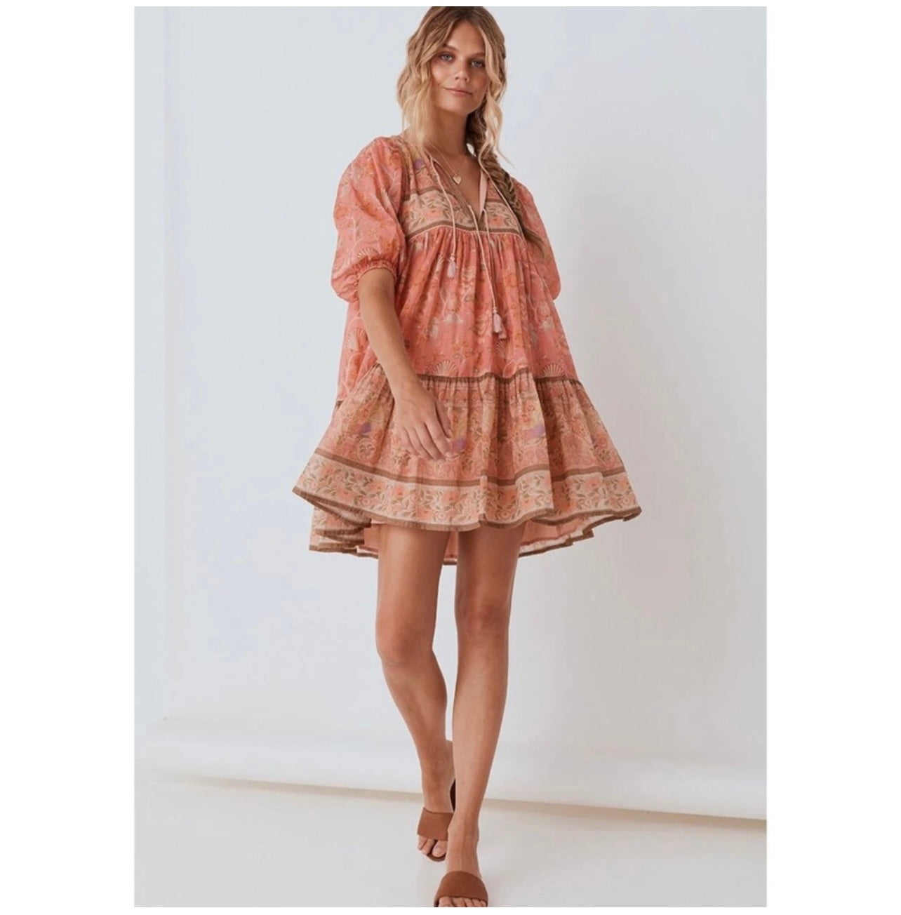 Spell & the Gypsy Collective Coral Seashell Boho Mini Dress