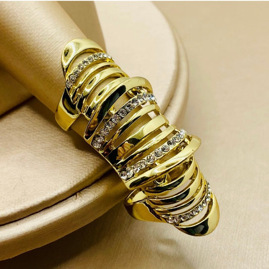 Fashion Yellow Gold Plated CZ Knuckle Finger Ring