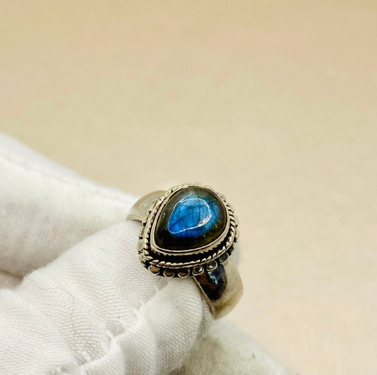 925 Sterling Silver Natural Labradorite Boho Ring