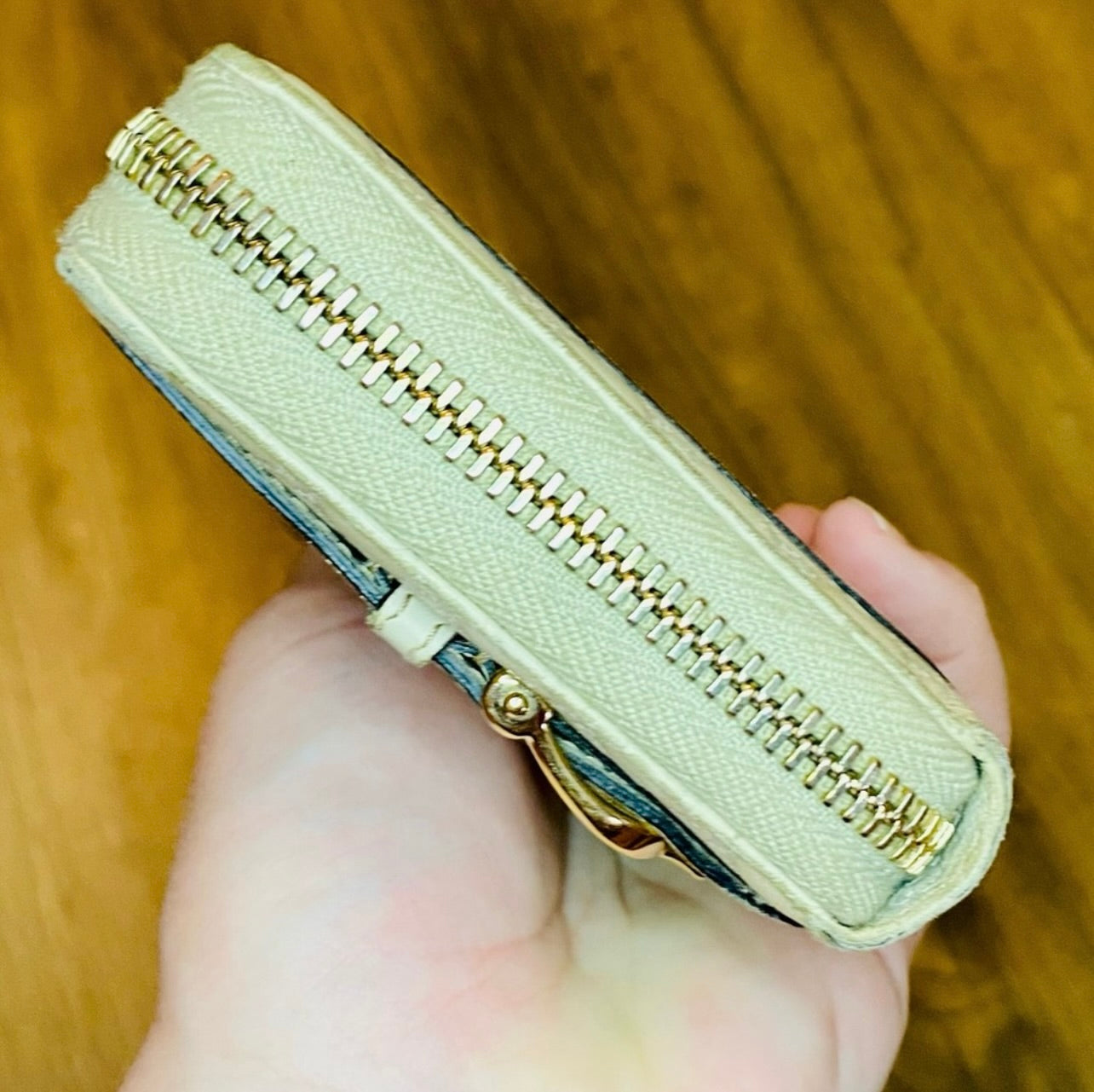 Gucci Off White Leather Microguccissima Nice Zip Around Wallet