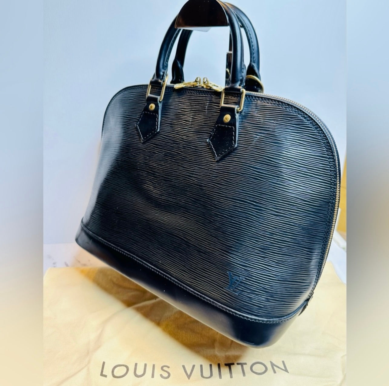Vintage Louis Vuitton Black Epi Leather Alma PM Bag