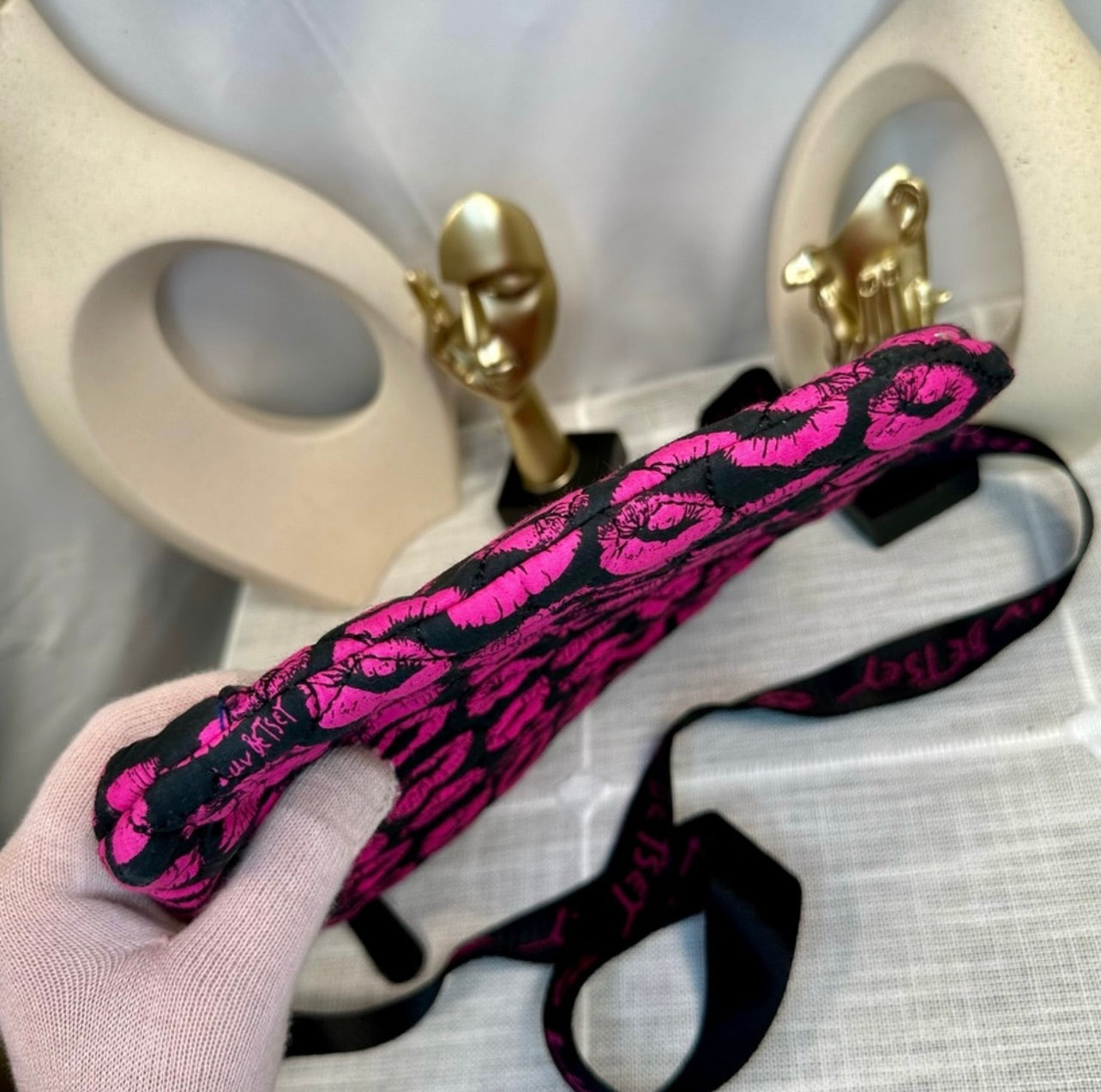 LUV by Betsey Johnson Black w/ Hot Pink Lips Pattern Crossbody Bag