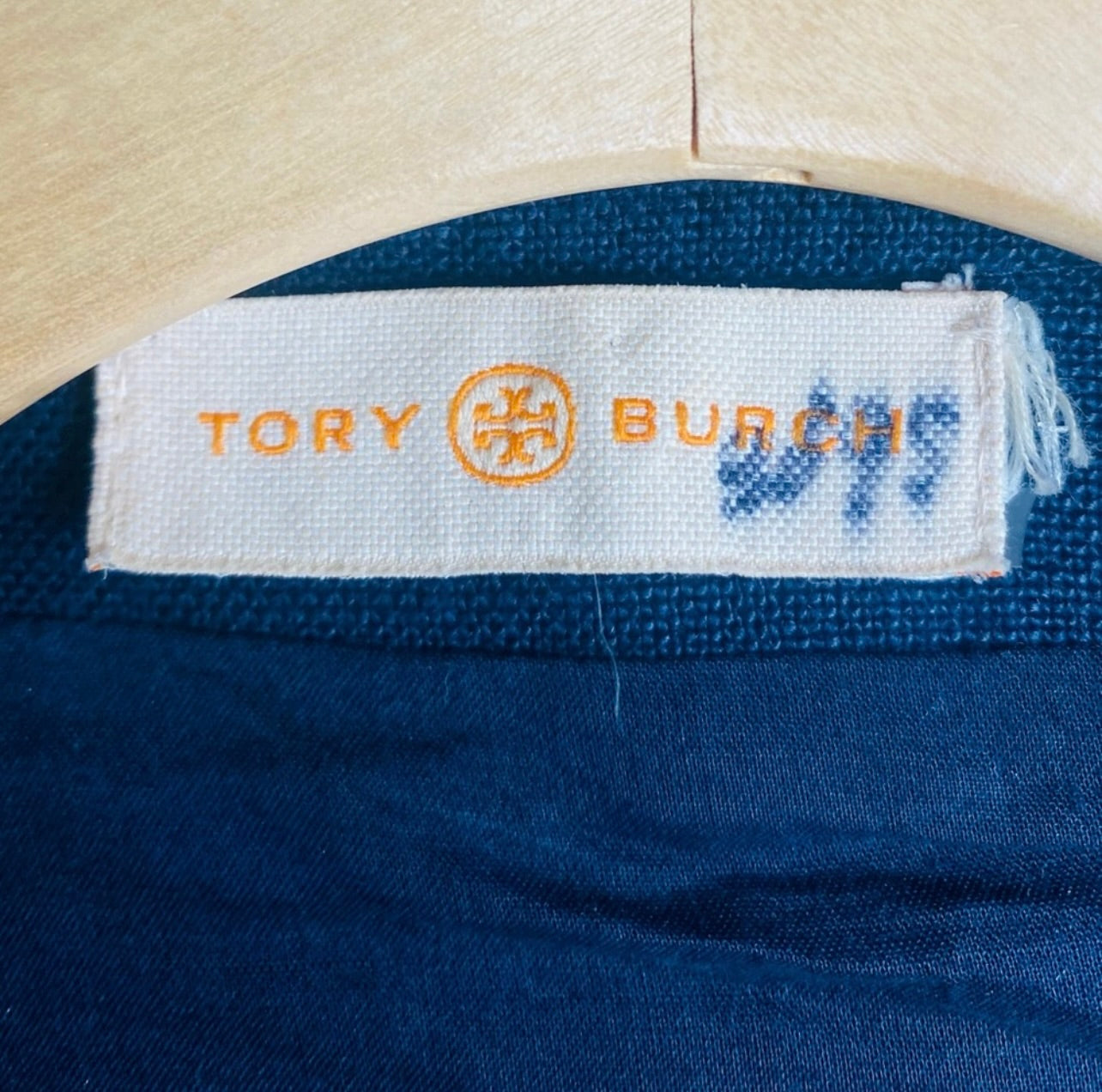 Tory Burch Indigo Navy Blue Button-Front Sleeveless Linen Shift Dress