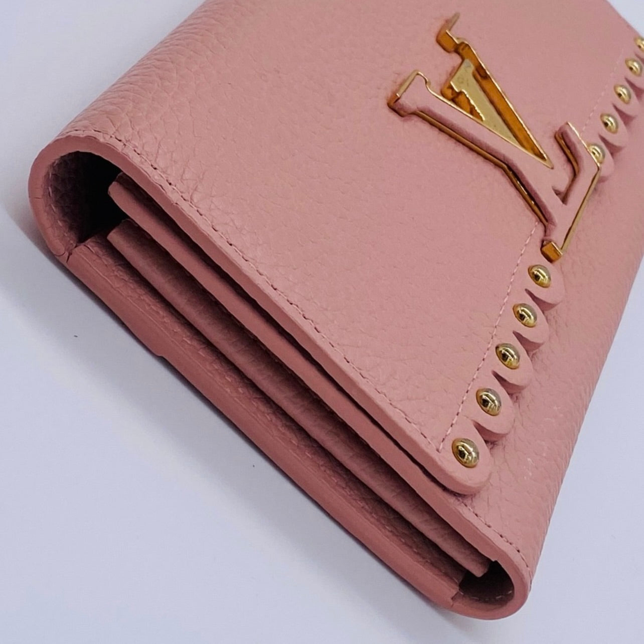 Louis Vuitton Pink Taurillon Leather Capucines Studded Wallet