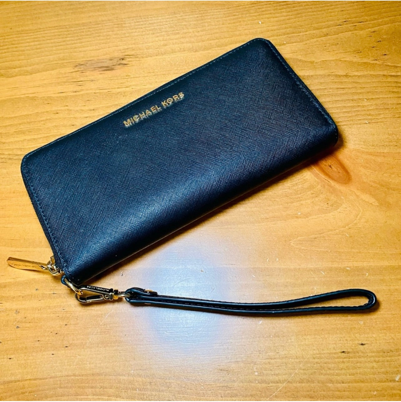 Michael Kors Black Saffiano Leather Continental Wristlet