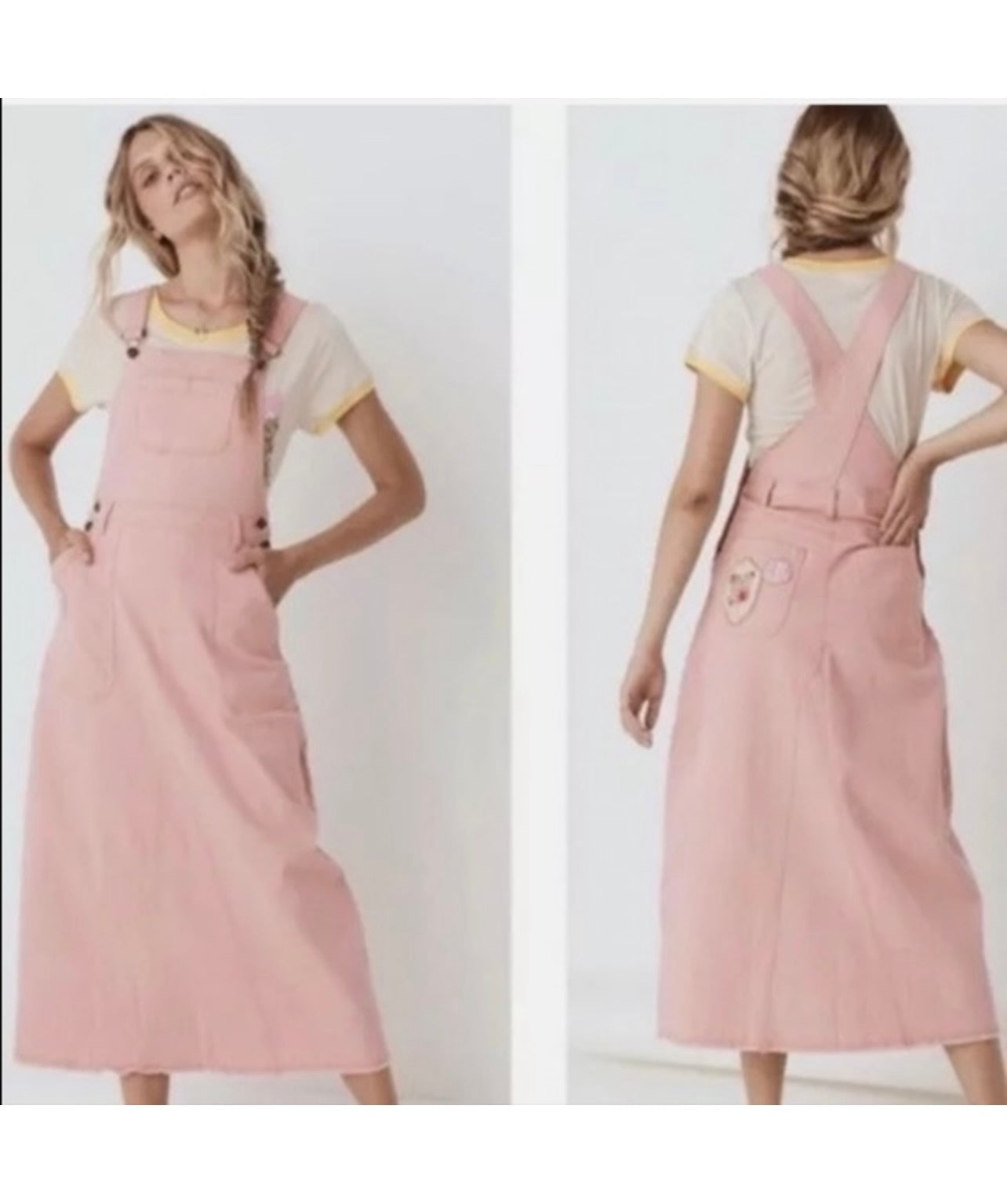 Spell & the Gypsy Collective Pink Candy Denim Pinafore Dress