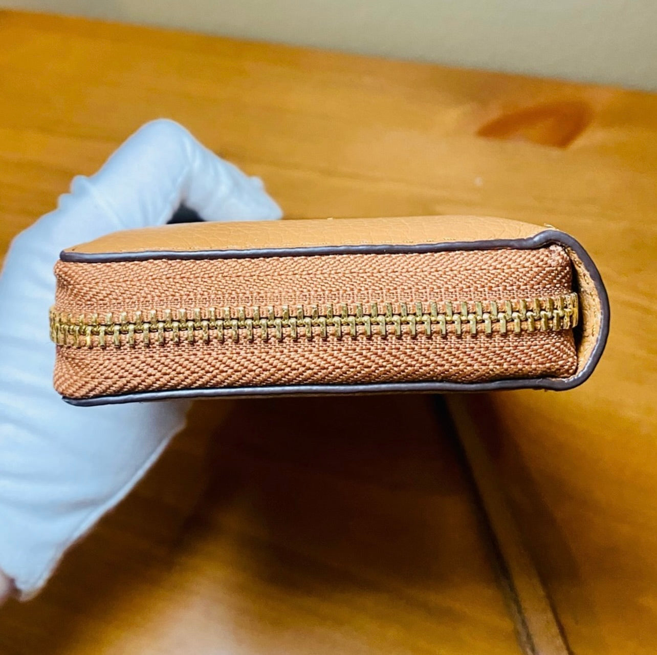 Michael Kors Camel Brown Saffiano Leather Continental Wristlet