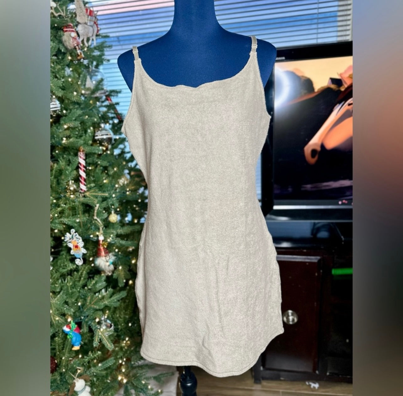 SKIMS Desert Cotton Blend Terry Slip Mini Dress