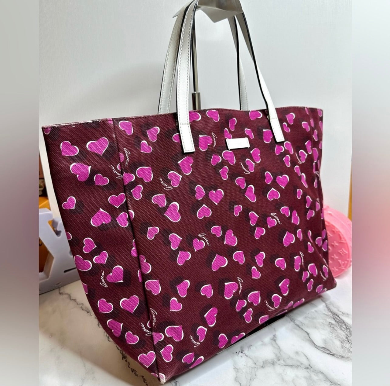 Limited Edition GUCCI Heartbeat Print Canvas Tote Bag