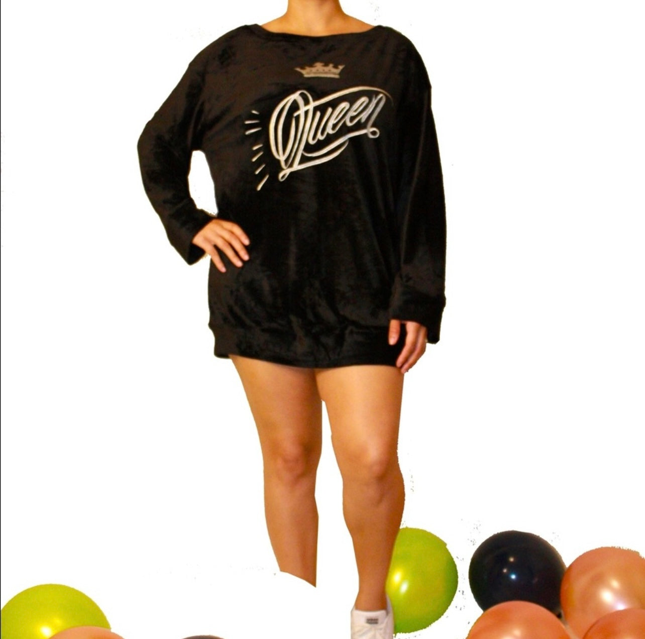 NEW! Black Velour Queen Sweater Dress