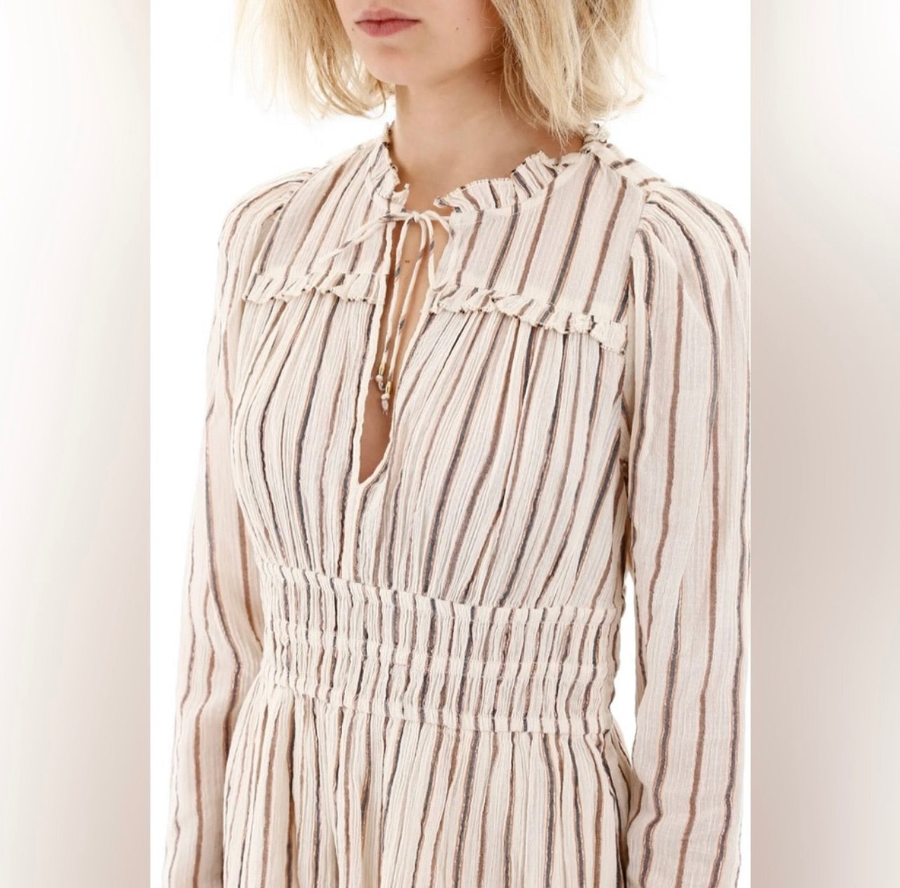 Ulla Johnson Cream Striped Rosalind Mini Dress