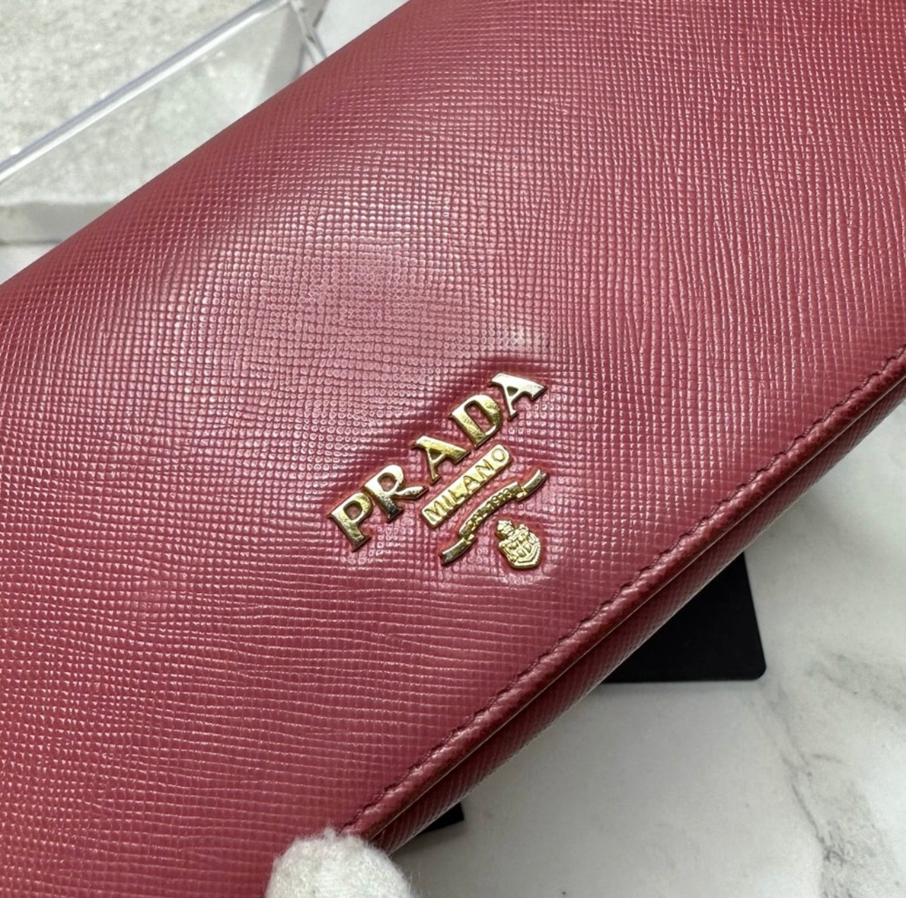 Prada Large Rose Bruyère Saffiano Leather Wallet