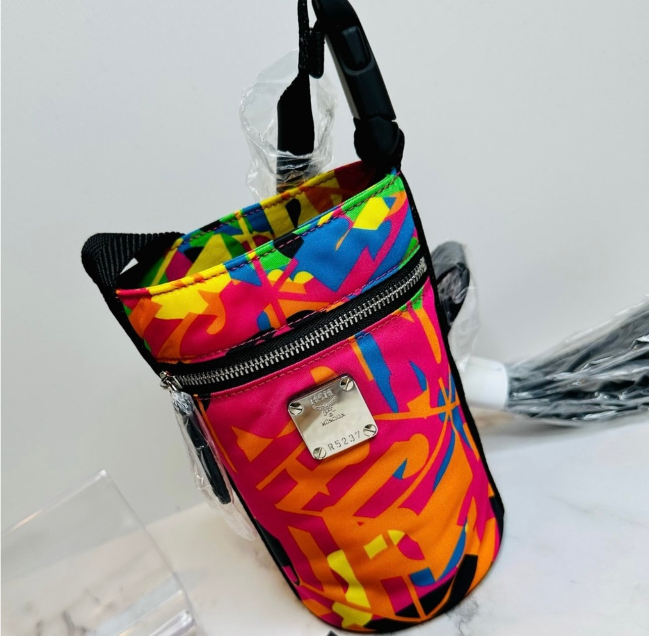 New Unisex MCM Cubic Camouflage Multicolor Nylon Ottomar Bottle Holder Bag