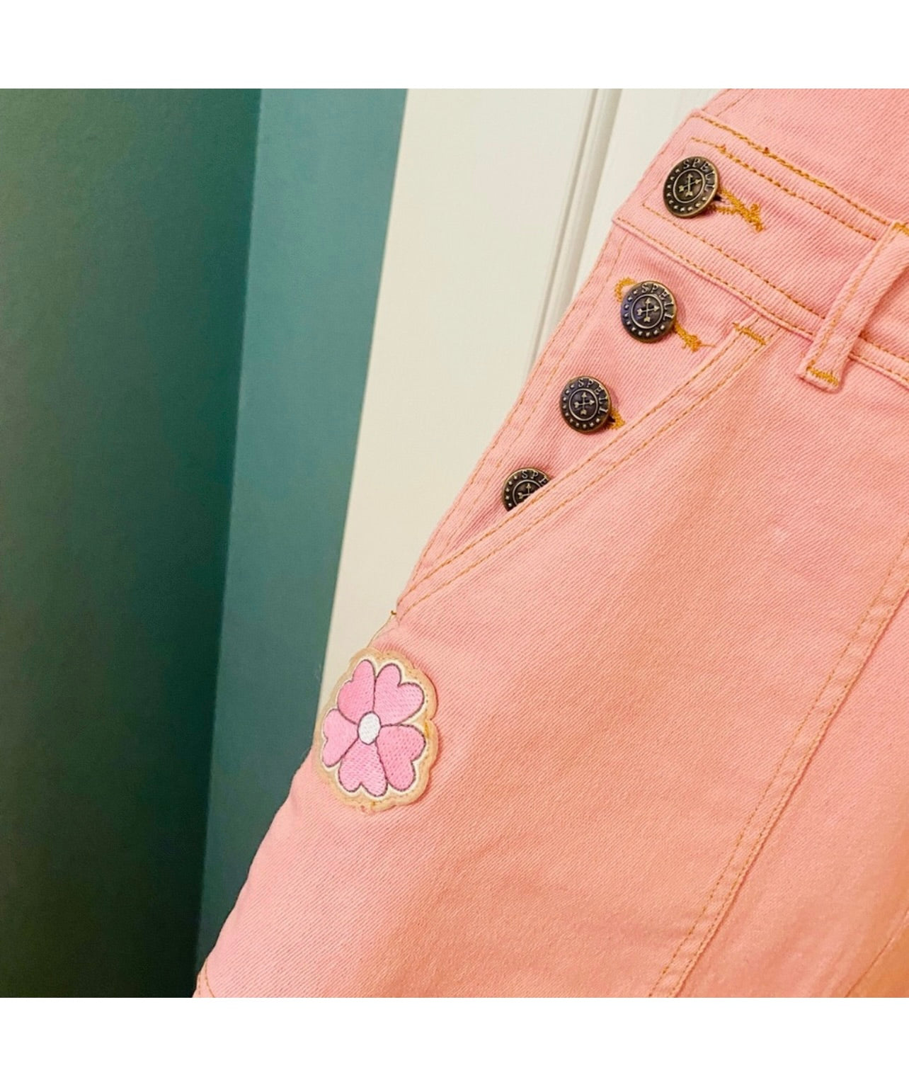 Spell & the Gypsy Collective Pink Candy Denim Pinafore Dress