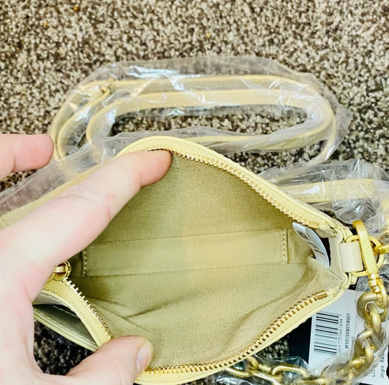 New MCM Croissant Yellow Mini Color Splash Logo Shoulder Bag