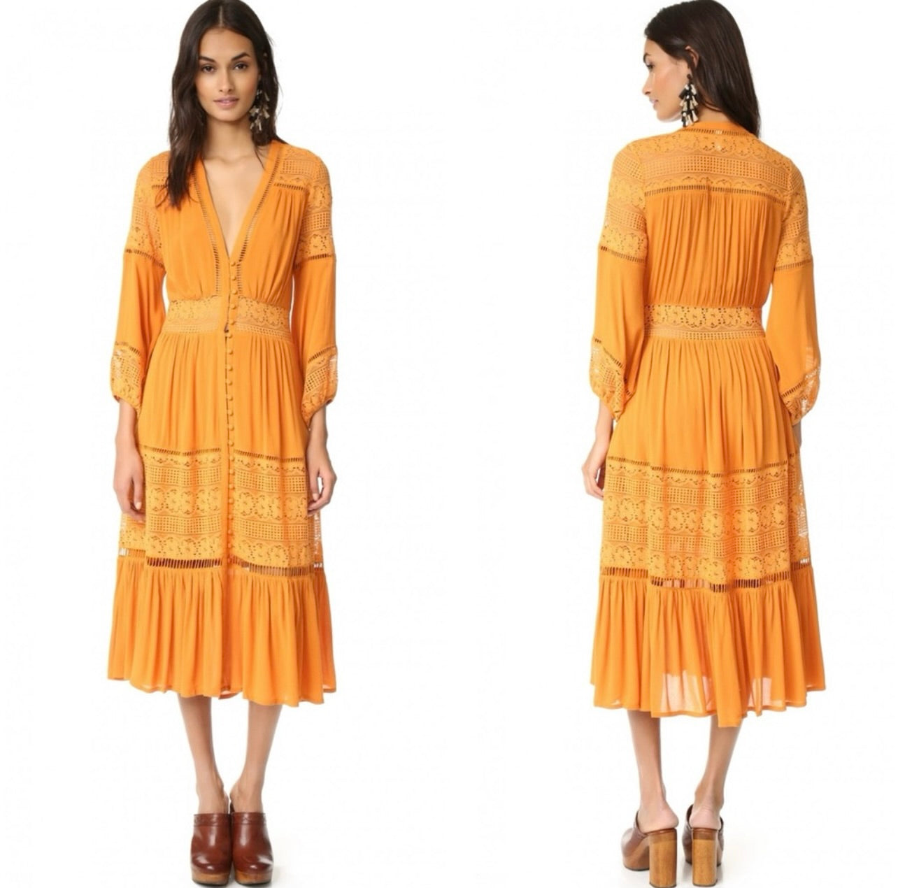 Vintage Spell & the Gypsy Collective Maple Olivia Luxe Lace Midi Dress