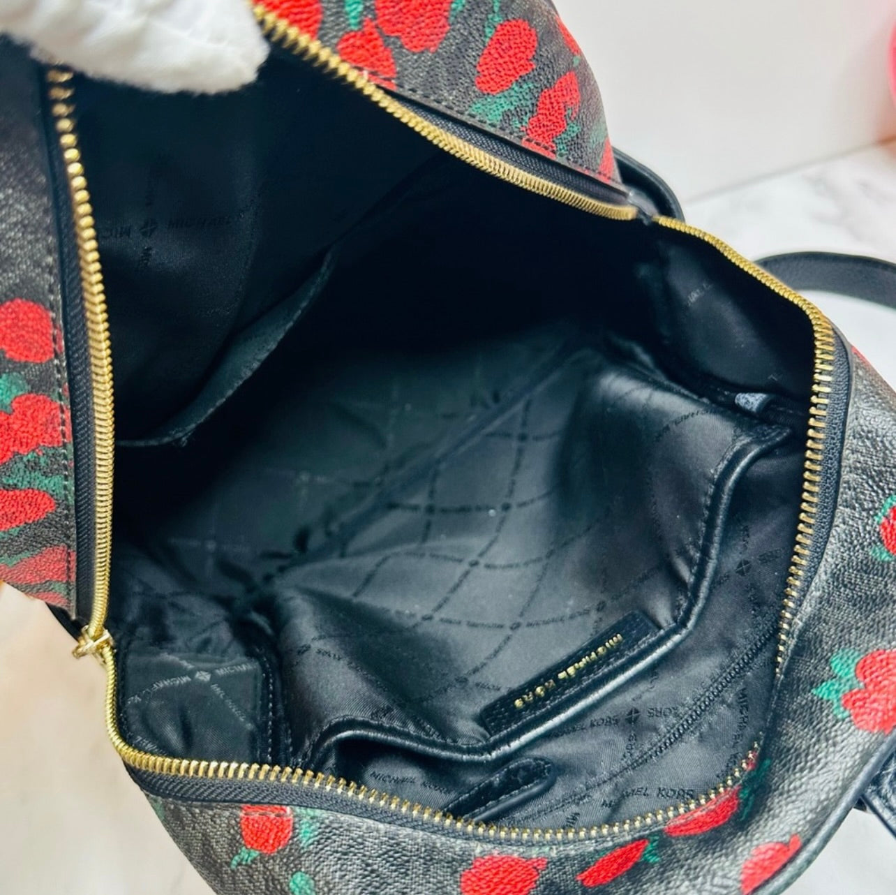 Michael Kors Abbey Medium MK Logo & Floral Print Backpack