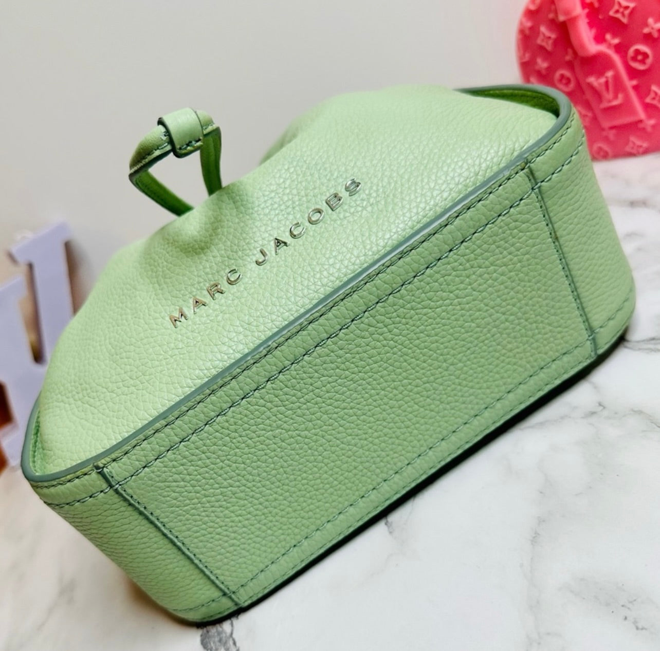 New Marc Jacobs Mint Green Leather Mini Bucket Bag