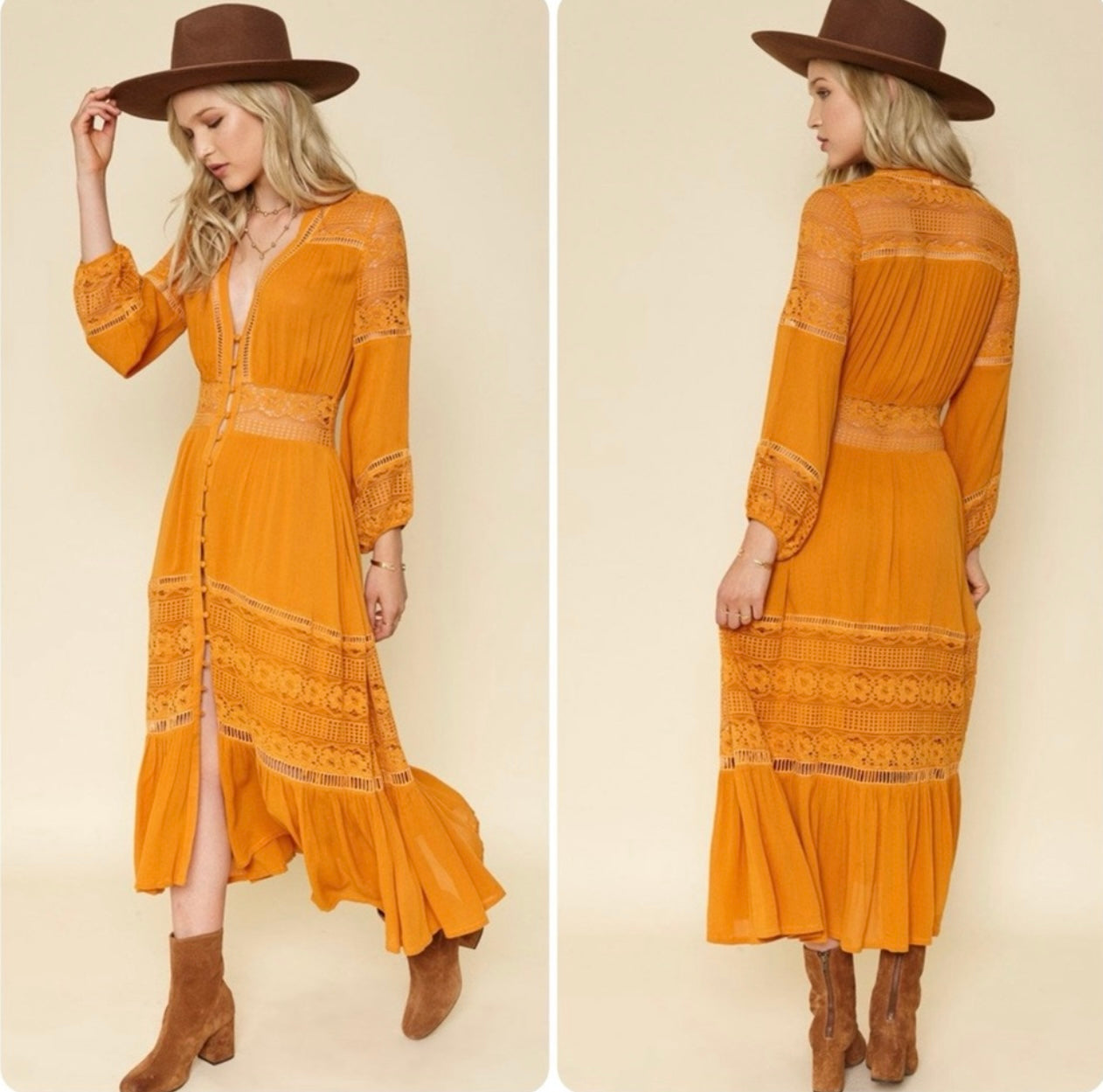 Vintage Spell & the Gypsy Collective Maple Olivia Luxe Lace Midi Dress