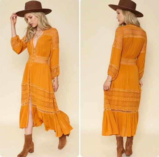 Vintage Spell & the Gypsy Collective Maple Olivia Luxe Lace Midi Dress
