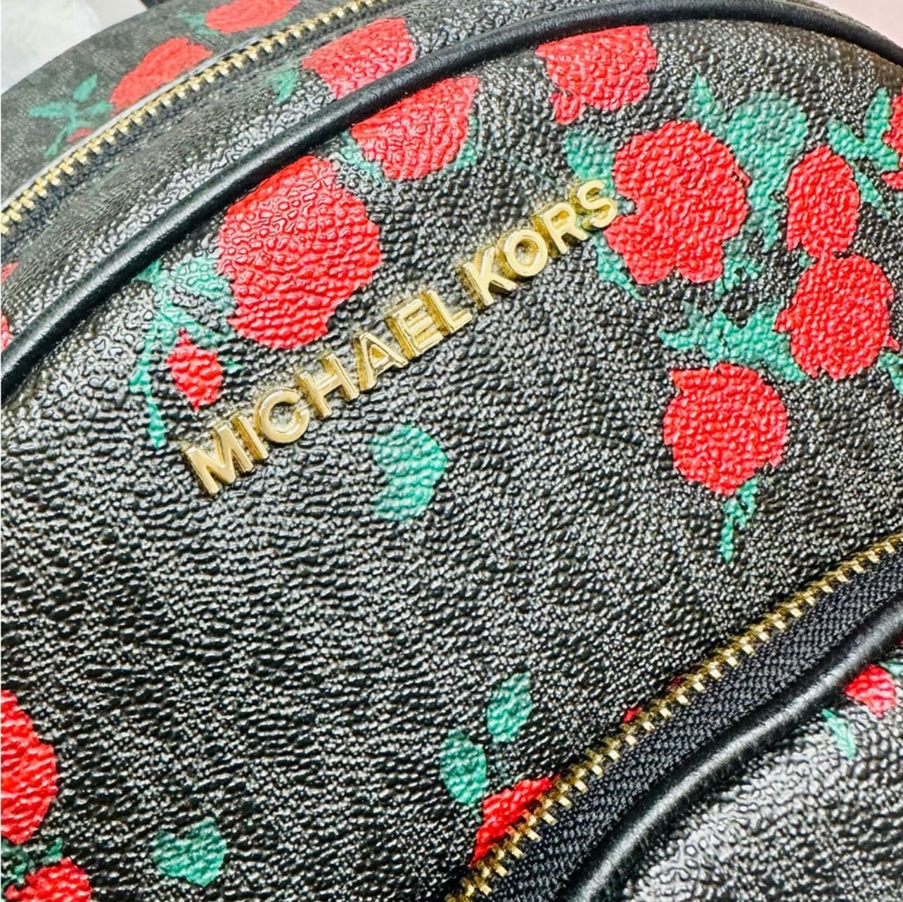 Michael Kors Abbey Medium MK Logo & Floral Print Backpack