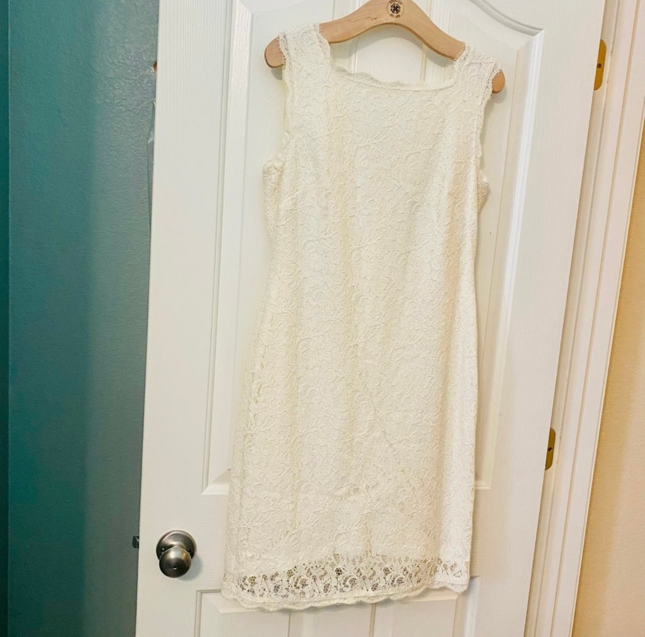 Cache Womens Ivory Floral Lace Sleeveless Sheath Dress